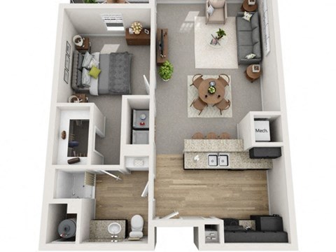 1 Bed 1 Bath Floor Plan at The View on 20th, Ogden, UT, 84401